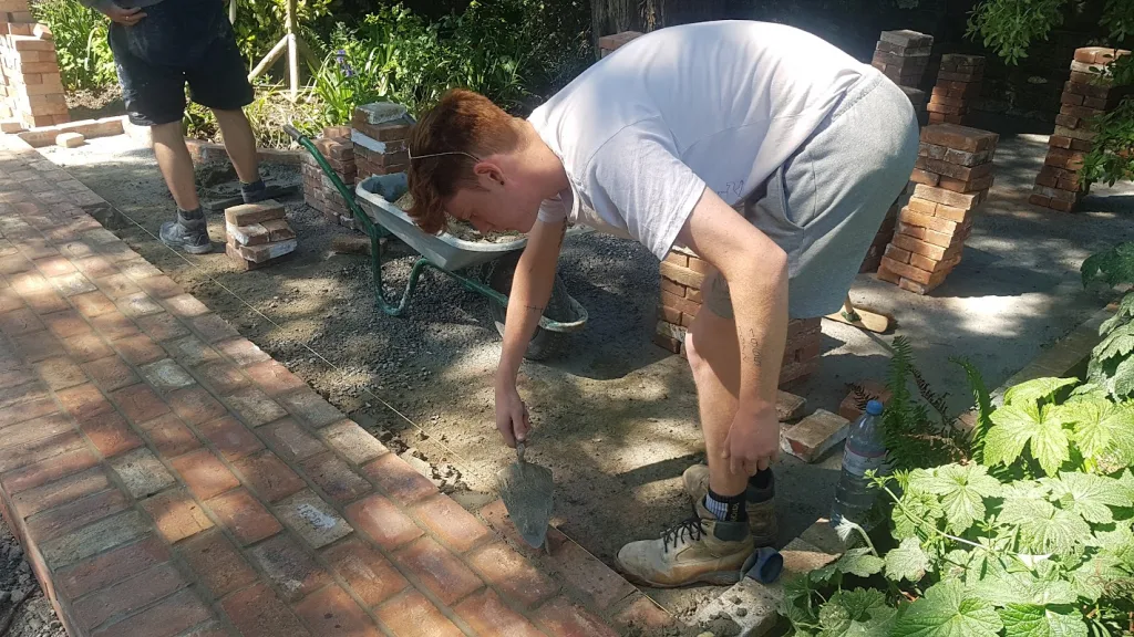 construction of brick patio